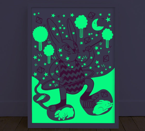 rabbit glow in the dark poster